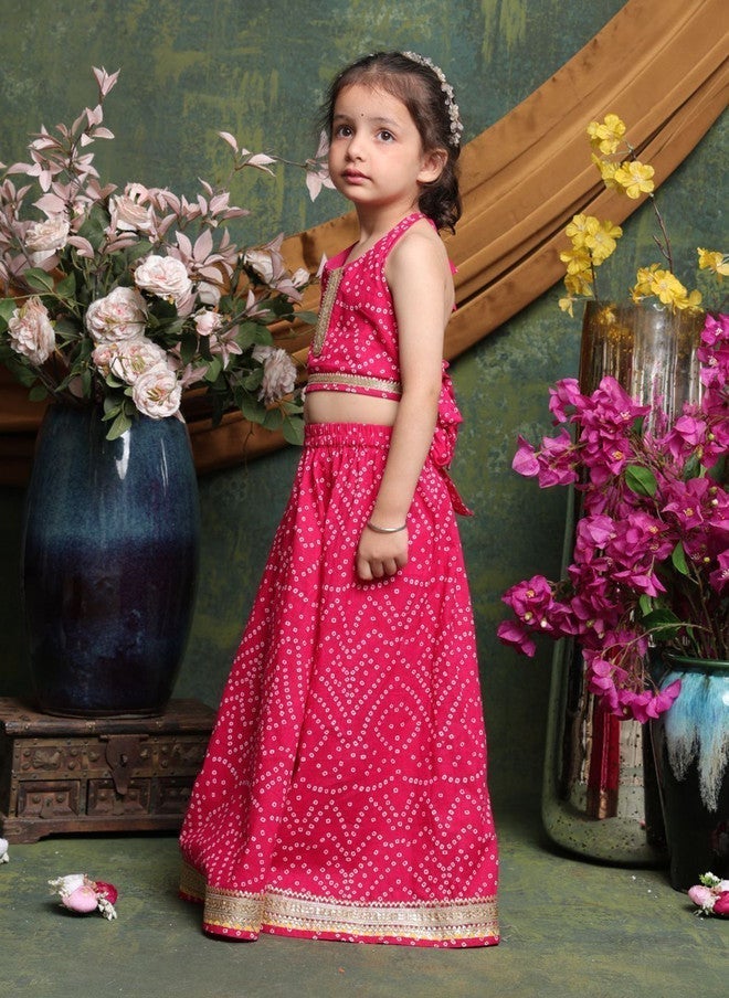 Saka Designs Girls Pink Printed Lehenga Choli Set - Image 4