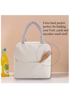 KASTWAVE Insulated Lunch Bag, Leak Proof Reusable Tote, Waterproof Lunch Bag, Ladies Men's Kids Beach Hiking School Work Picnic Carrying Bag Beige  - Image 3