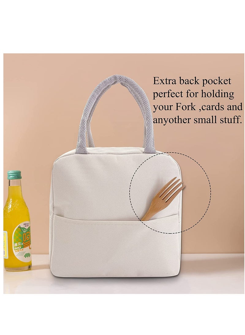 KASTWAVE Insulated Lunch Bag, Leak Proof Reusable Tote, Waterproof Lunch Bag, Ladies Men's Kids Beach Hiking School Work Picnic Carrying Bag Beige  - Image 3