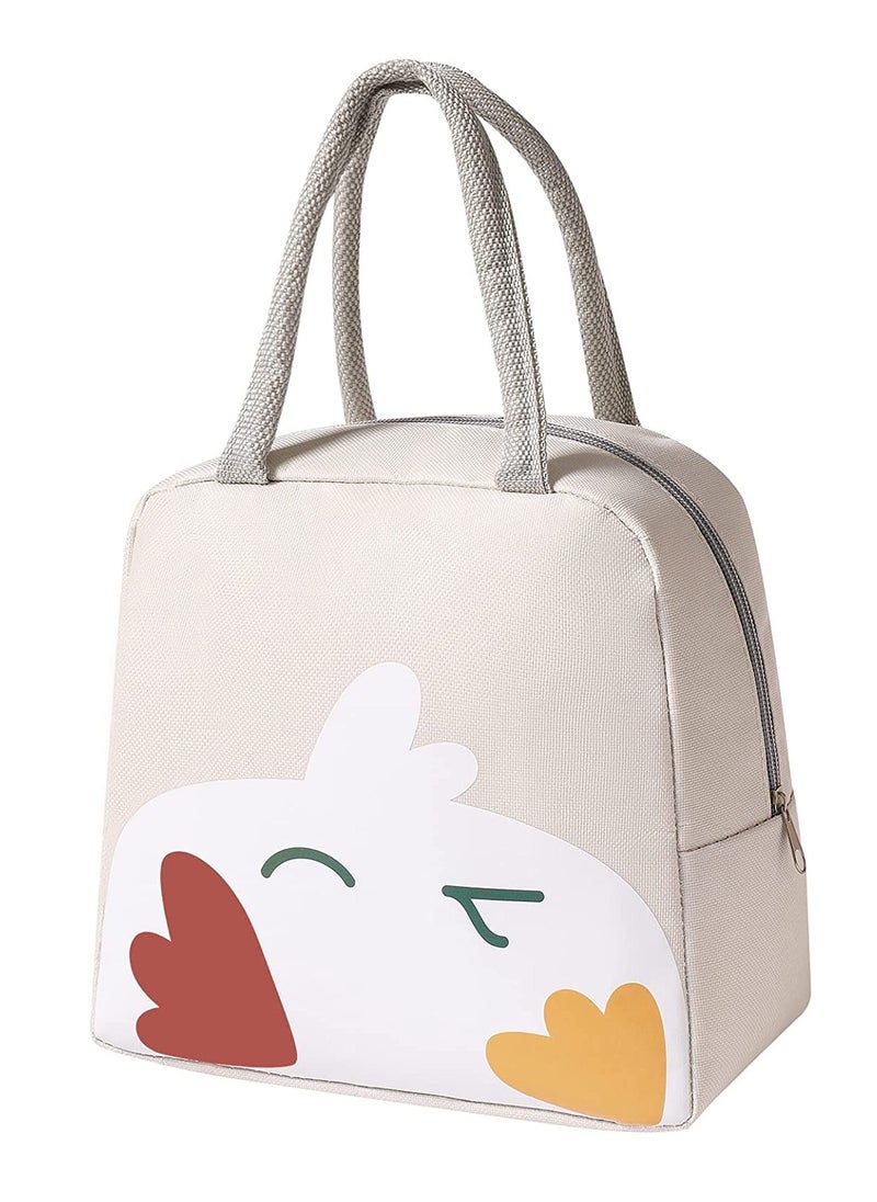 KASTWAVE Insulated Lunch Bag, Leak Proof Reusable Tote, Waterproof Lunch Bag, Ladies Men's Kids Beach Hiking School Work Picnic Carrying Bag Beige  - Image 1