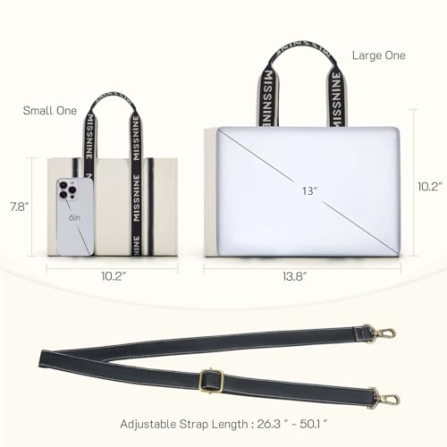 Missnine Canvas Tote Bag for Women, Zip Top Teacher Shoulder Bag Gifts for Women Handbag for Travel Work，Large - Image 3