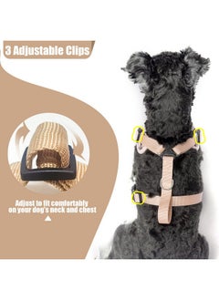 PUPTECK Dog Harness And Leash Collar Set For Small Medium Dogs Puppy And Cats Walking No Pull Adjustable Reflective Soft Mesh Padded Plaid Harnesses Pet Accessories, Beige, Xs  - Image 5