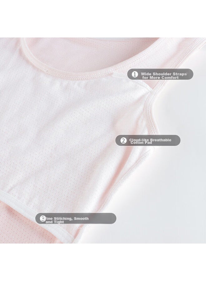THREEGUN Sanqiang Children's Clothing, Class A Antibacterial Breathable Mesh Undershirt For Girls, 99334a0, Light Pink, 130 - Image 4