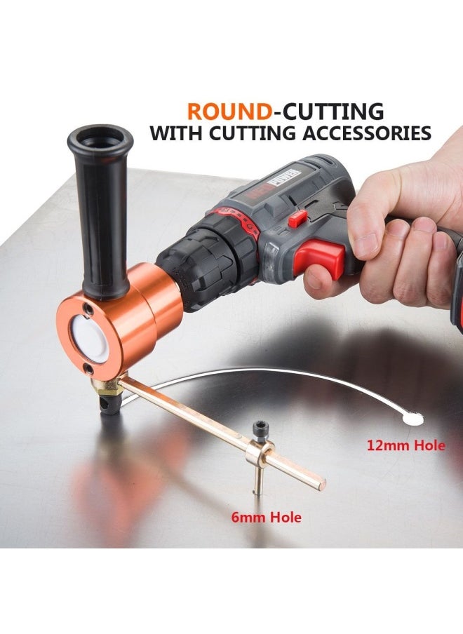 REXBETI Double Headed Sheet Metal Nibbler Drill Attachment Metal Cutter with Extra Punch and Die 1 Cutting Hole Accessory and 1 Step Drill Bit Perfect for Straight Curve and Circle Cutting Gold  - Image 4