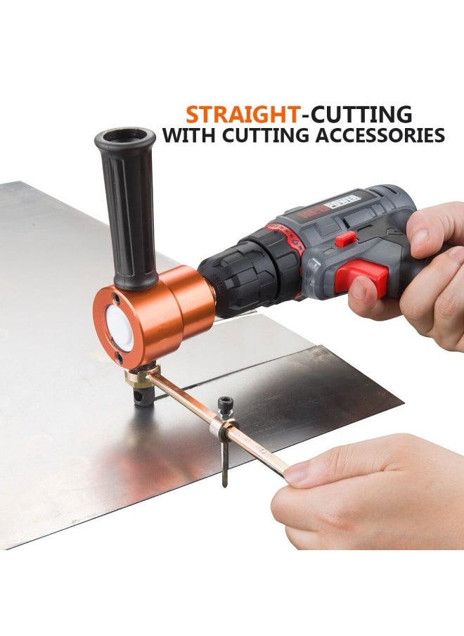 REXBETI Double Headed Sheet Metal Nibbler Drill Attachment Metal Cutter with Extra Punch and Die 1 Cutting Hole Accessory and 1 Step Drill Bit Perfect for Straight Curve and Circle Cutting Gold  - Image 5
