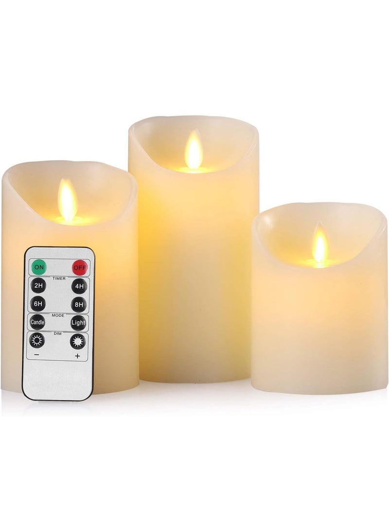 Aku Tonpa Flameless Candles, Battery Operated, Real Wax, Flickering Wick, Electric LED Candle, Gift Set with Remote Control, 24 Hour Timer - Image 1