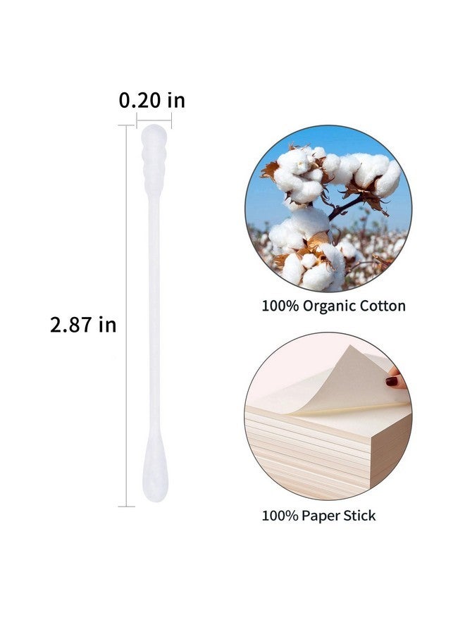 HOMEFOX Cotton Swabs Spiral - 200 Count Organic Cotton Buds Double Side Tightly Wrapped Cotton Tips Paper Stick Soft Gentle Lint-Free Cruelty-Free, Round & Spiral (White)… - Image 3
