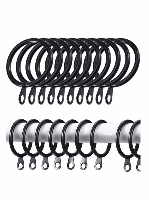 Metal Drapery Curtain Rings Hanging Rings for Curtains and Rods, Drape Sliding Eyelet Rings 30 mm Internal Diameter for Most Curtains, Shower Curtains Easy to Install (Black, 20 Pack)