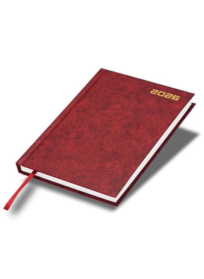 FIS 2026 Diary, A5 Size Diary(148x210mm), Hard Cover Vinyl Materials, English, 60gsm White Paper, Maroon Color-FSDI21E26MR - Image 1