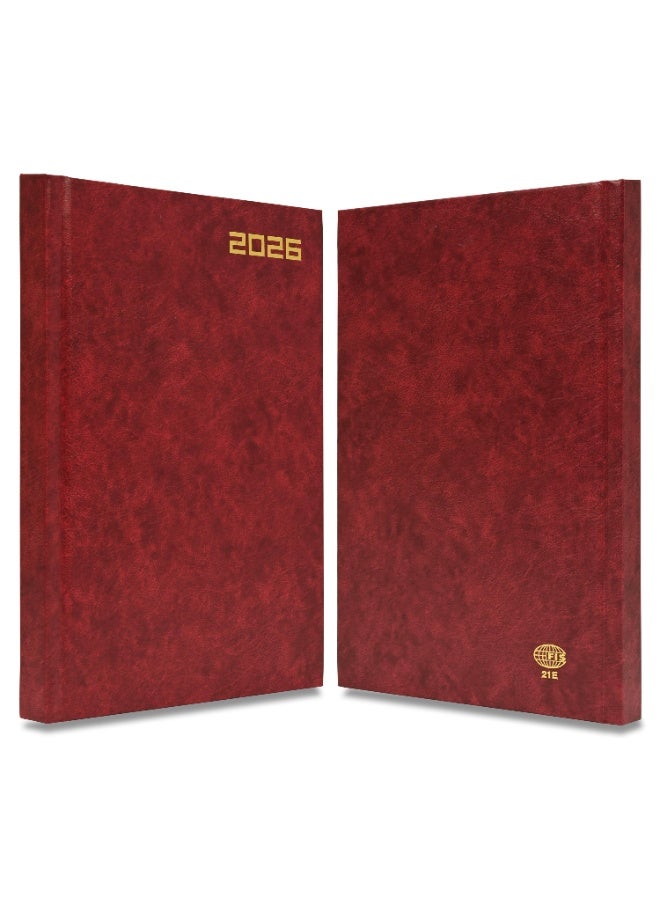 FIS 2026 Diary, A5 Size Diary(148x210mm), Hard Cover Vinyl Materials, English, 60gsm White Paper, Maroon Color-FSDI21E26MR - Image 2