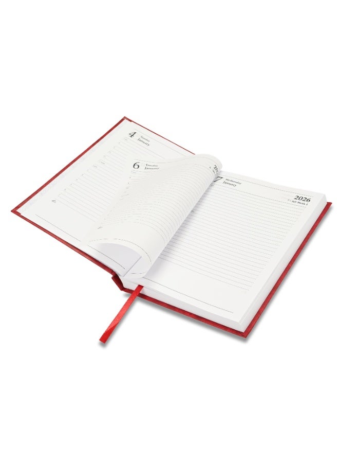 FIS 2026 Diary, A5 Size Diary(148x210mm), Hard Cover Vinyl Materials, English, 60gsm White Paper, Maroon Color-FSDI21E26MR - Image 4