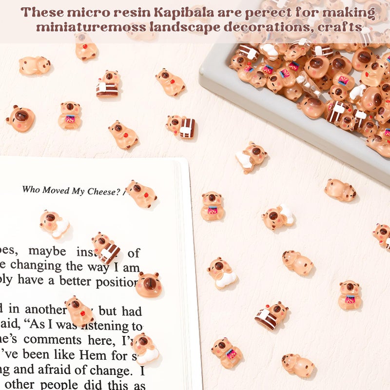 GGSTDDUP 500 Pcs Mini Resin Capybara Random Tiny Capybara Mini Animal Figurines for DIY Cake Decoration Ornaments Crafts Moss Landscape - Image 3