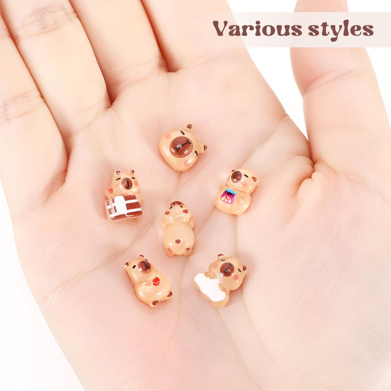 GGSTDDUP 500 Pcs Mini Resin Capybara Random Tiny Capybara Mini Animal Figurines for DIY Cake Decoration Ornaments Crafts Moss Landscape - Image 5