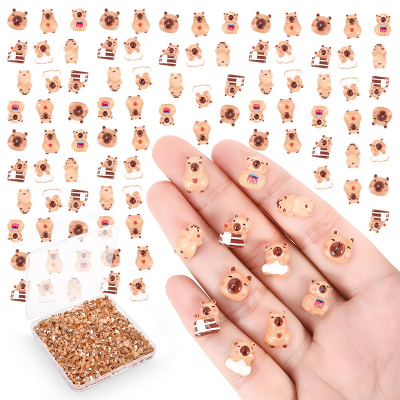 GGSTDDUP 500 Pcs Mini Resin Capybara Random Tiny Capybara Mini Animal Figurines for DIY Cake Decoration Ornaments Crafts Moss Landscape - Image 1