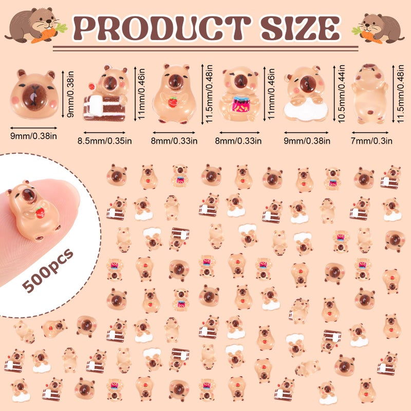 GGSTDDUP 500 Pcs Mini Resin Capybara Random Tiny Capybara Mini Animal Figurines for DIY Cake Decoration Ornaments Crafts Moss Landscape - Image 2