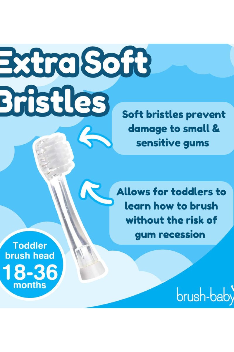 Brush-Baby Baby Sonic Electric Toothbrush Replacement Heads | LED Light | Pack of 4 | 18–36 Months - Image 3