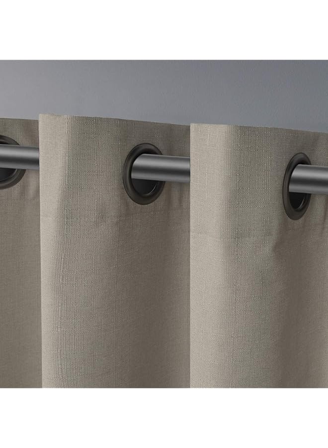 erorex Loha Linen Grommet Top Curtain Panel Pair 54 Inch X84 Inch Beige - Image 3