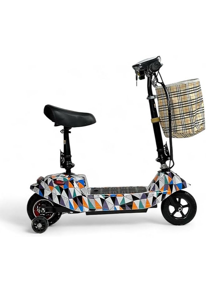 البدر سكوتر دفع كهربائي من البدر مع مقعد وقاعدة مضيئة، سكوتر كهربائي قابل للطي للاطفال، سعة بطارية 24 فولت، عجلة سكوتر مضيئة ومقعد قابل للتعديل، سعة تحميل تصل الى 70 كجم، (ابيض) - Image 2