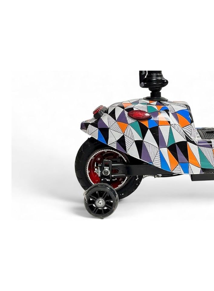 البدر سكوتر دفع كهربائي من البدر مع مقعد وقاعدة مضيئة، سكوتر كهربائي قابل للطي للاطفال، سعة بطارية 24 فولت، عجلة سكوتر مضيئة ومقعد قابل للتعديل، سعة تحميل تصل الى 70 كجم، (ابيض) - Image 5