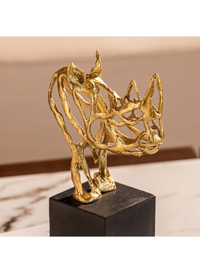 MAAC HOME MAAC Home Exquisite Alloy and Wood Rhino Decor  Modern Abstract Stylish Showpiece Tabletop Sculpture for Living room, Room, Office Shelf Decor  - Image 2