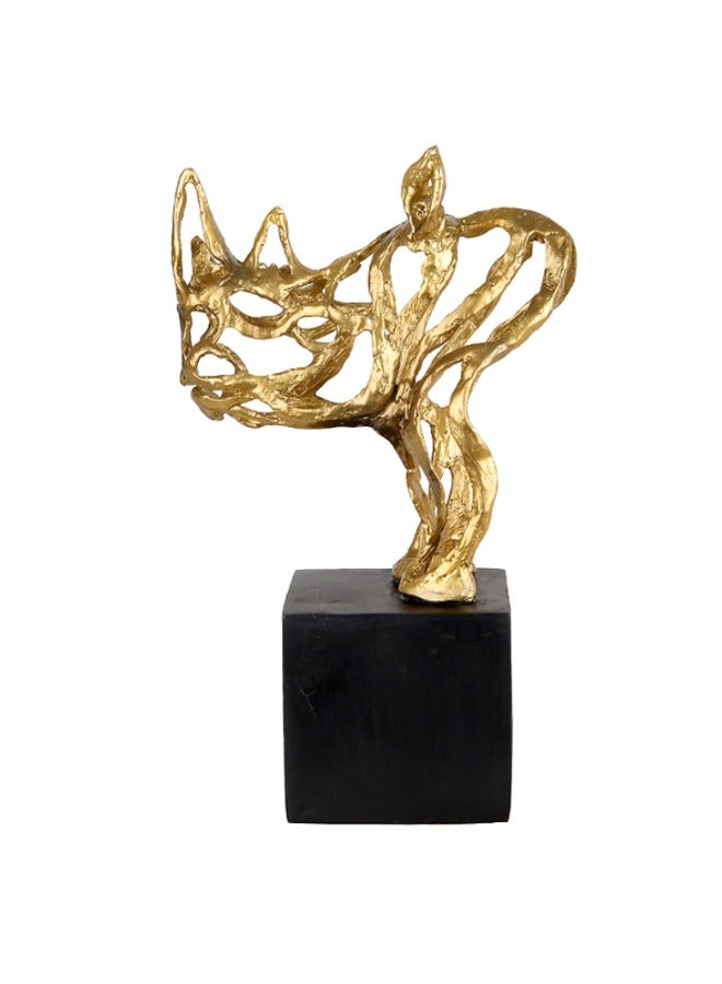 MAAC HOME MAAC Home Exquisite Alloy and Wood Rhino Decor  Modern Abstract Stylish Showpiece Tabletop Sculpture for Living room, Room, Office Shelf Decor  - Image 3