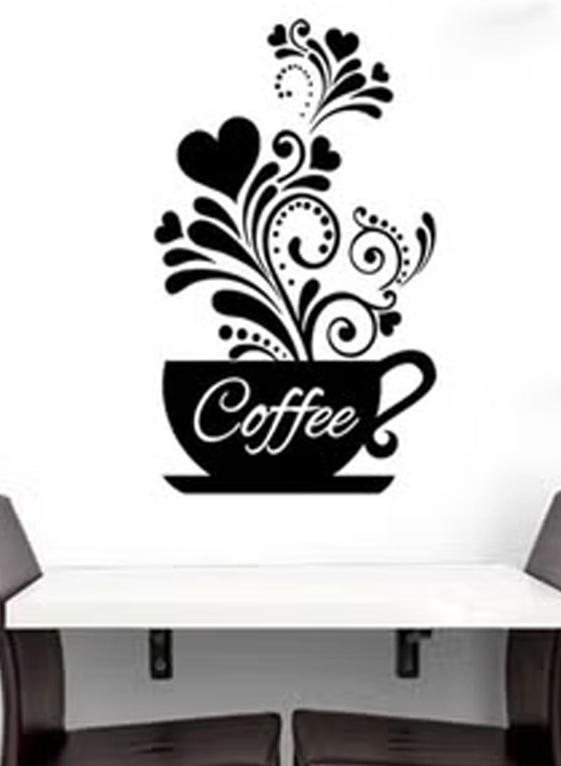 منخفض ملصق جداري لفنجان القهوة أسود 50 × 33 سم