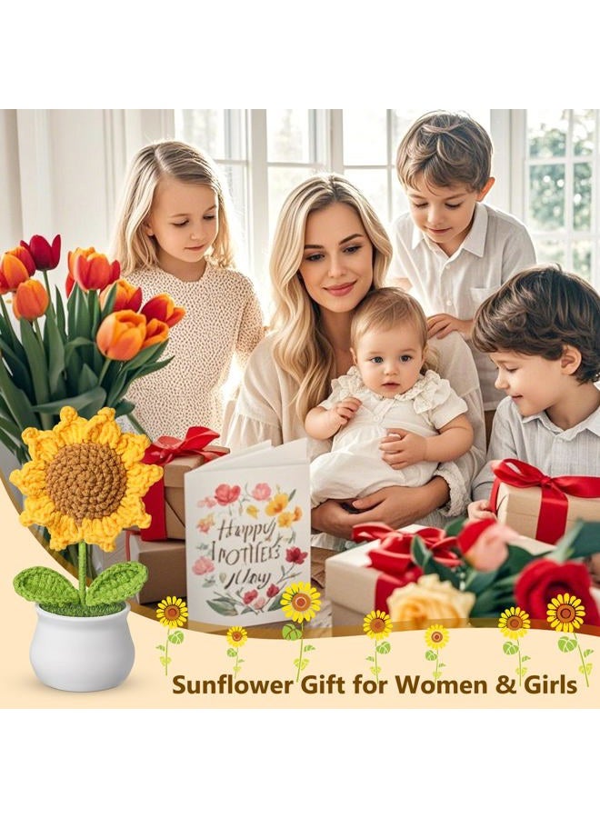 SOCATHEY Crochet Flowers - Artificial Sunflower Giifts for Women - Handmade Knitted Flower for Car Dashboard Decor - Office Desk Home Decoration - Funny Gifts on Birthday Christmas - Image 4