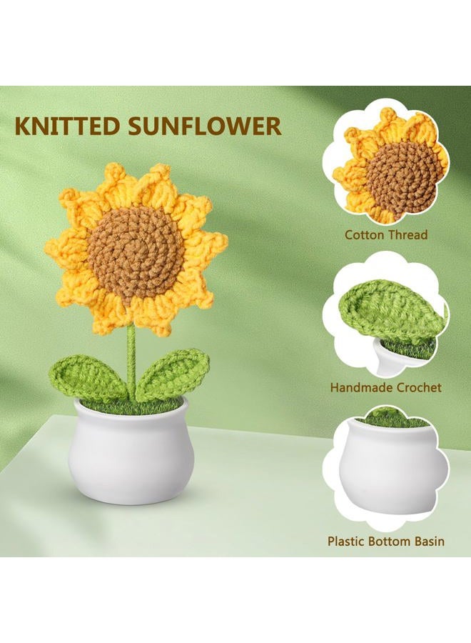 SOCATHEY Crochet Flowers - Artificial Sunflower Giifts for Women - Handmade Knitted Flower for Car Dashboard Decor - Office Desk Home Decoration - Funny Gifts on Birthday Christmas - Image 3
