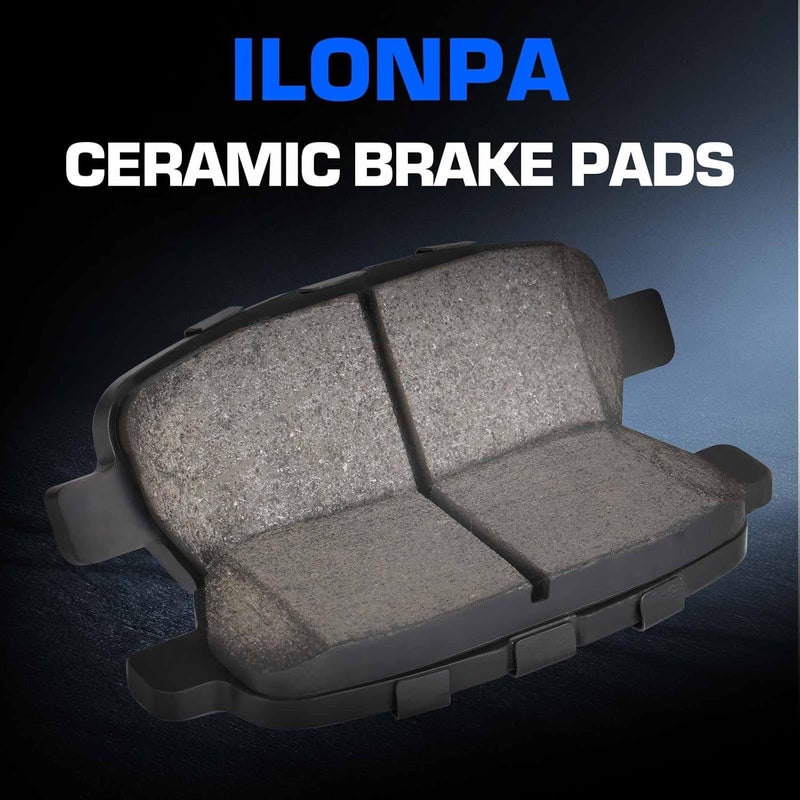 ILONPA Front Ceramic Rear Semi-metallic Disc Brake Pads Set for Nissan Altima 2013-2019 (8PCS with Hardware) - Image 2