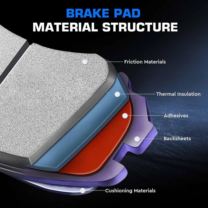 ILONPA Front Ceramic Rear Semi-metallic Disc Brake Pads Set for Nissan Altima 2013-2019 (8PCS with Hardware) - Image 3