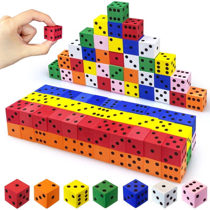 XIPEGPA 60PCS Foam Dice Set Small Colorful Dices with Number Dots for Math Game Building Toys Classroom Educational Toy Entertainment for Party Favor Birthday Gifts in 7 Colors 078inch - Image 3