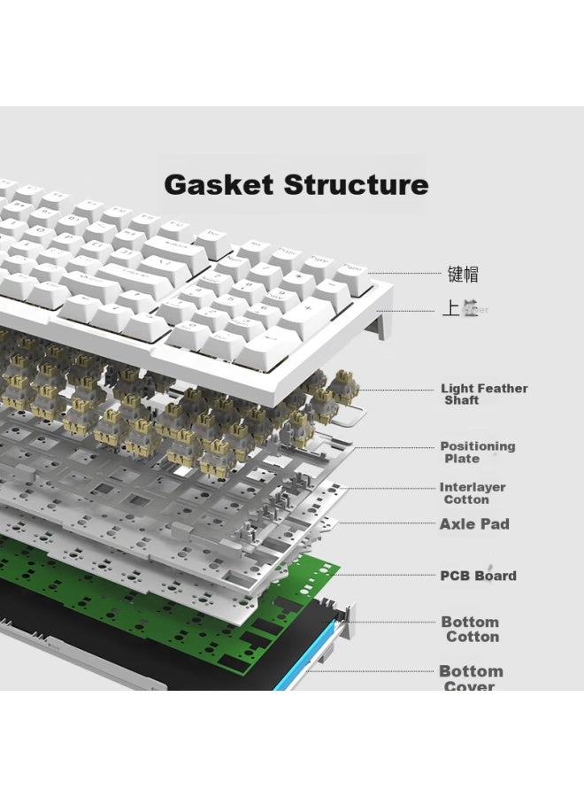Rk R98 Three-mode Mechanical Keyboard Wireless Wired Bluetooth 99 Keys Computer Office Silent Switches Gaming Non-backlit Abs Keycaps Black Light Feather Switches - Image 5