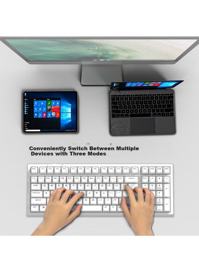 Rk R98 Three-mode Mechanical Keyboard Wireless Wired Bluetooth 99 Keys Computer Office Silent Switches Gaming Non-backlit Abs Keycaps Black Light Feather Switches - Image 3
