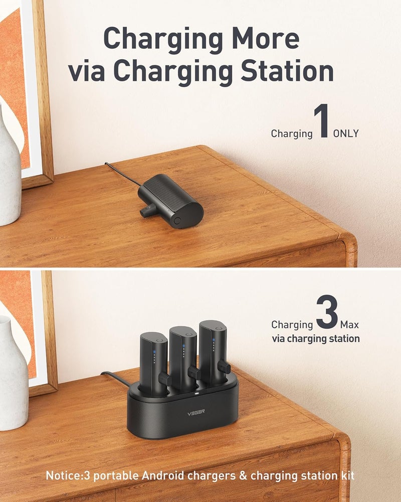 VEGER Portable Charger for Android, 5000mAh Power Bank 20W Fast Charging Mini Portable Charger Battery Pack, Small Power Chargers with Shared Charging Station Dock for Samsung - Image 2