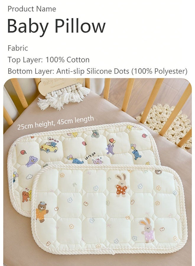وسادة أطفال، وسائد أطفال لنوم حديثي الولادة (0-12 شهرًا) وسادة من القطن الخالص، وسادة قيلولة للأطفال، نمط طباعة كرتونية، عملية طباعة وصباغة نشطة، عالية الجودة قابلة للغسل في الغسالة - Image 2