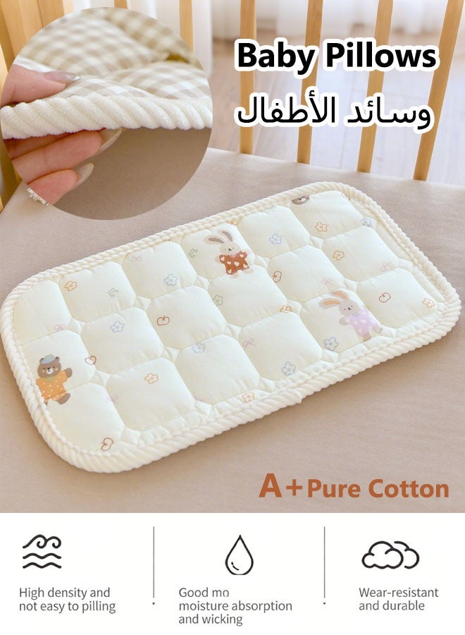 وسادة أطفال، وسائد أطفال لنوم حديثي الولادة (0-12 شهرًا) وسادة من القطن الخالص، وسادة قيلولة للأطفال، نمط طباعة كرتونية، عملية طباعة وصباغة نشطة، عالية الجودة قابلة للغسل في الغسالة - Image 1
