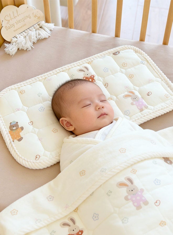 وسادة أطفال، وسائد أطفال لنوم حديثي الولادة (0-12 شهرًا) وسادة من القطن الخالص، وسادة قيلولة للأطفال، نمط طباعة كرتونية، عملية طباعة وصباغة نشطة، عالية الجودة قابلة للغسل في الغسالة - Image 3