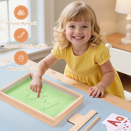 MORITECK Montessori Sand Tray for KidsWriting Play Sand Tray with Lid for Classroom Practice Writing Letters and Numbers - Image 5