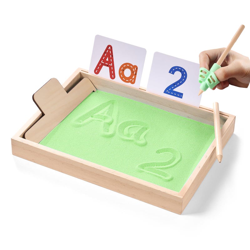 MORITECK Montessori Sand Tray for KidsWriting Play Sand Tray with Lid for Classroom Practice Writing Letters and Numbers - Image 3