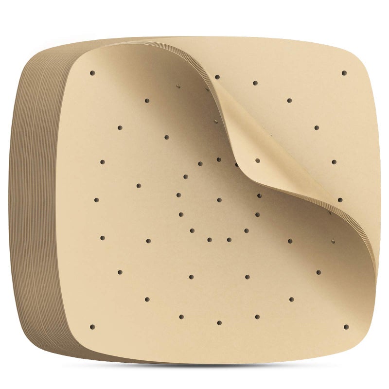 Beasea Air Fryer Square Liners 11 Inch 200pcs Parchment Paper Unbleached Filter Paper Square Perforated Parchment Paper Bamboo Steamer Papers for Air Fryer and Steaming Basket