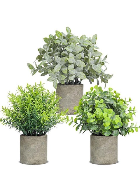 Small Artificial Plants(3PCS), Artificial Potted Plants, Plastic Fake Green Plants for Home Office Desk Bathroom Decoration