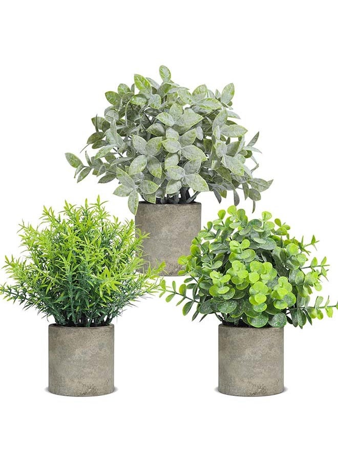 YIM-VIBEHAUS Small Artificial Plants(3PCS), Artificial Potted Plants, Plastic Fake Green Plants for Home Office Desk Bathroom Decoration  - Image 1