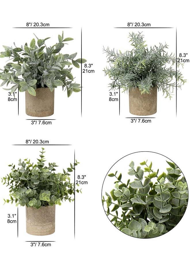 YIM-VIBEHAUS Small Artificial Plants(3PCS), Artificial Potted Plants, Plastic Fake Green Plants for Home Office Desk Bathroom Decoration  - Image 3