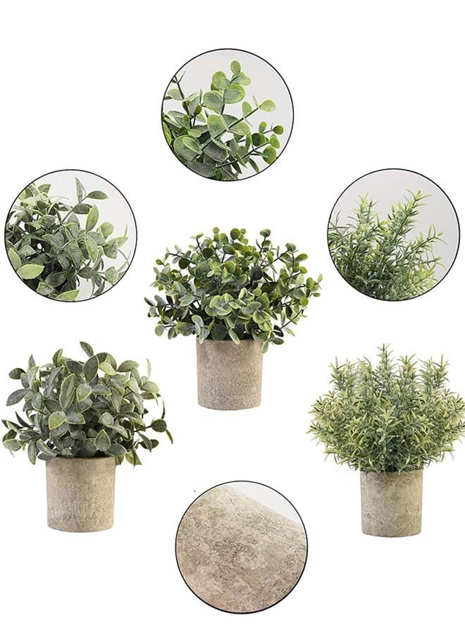 YIM-VIBEHAUS Small Artificial Plants(3PCS), Artificial Potted Plants, Plastic Fake Green Plants for Home Office Desk Bathroom Decoration  - Image 4