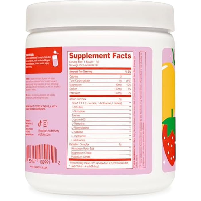 Wellah So Long Soreness BCAA Powder (Strawberry Mango Flavored) 30 Servings - with Hydration Complex - Image 4