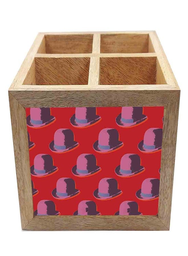 Nutcase Wooden Cutlery Stand Holder Silverware Caddy Spoons Forks Knives Organizer for Dining Table & Kitchen -Made in India-Spoons NOT Included - Hat Red - Image 4