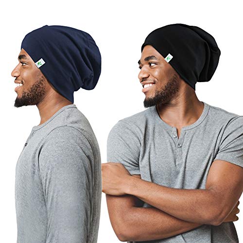 Winitas Hair Sleep Hat for Bald Men Night Cotton Blue Black - Image 1
