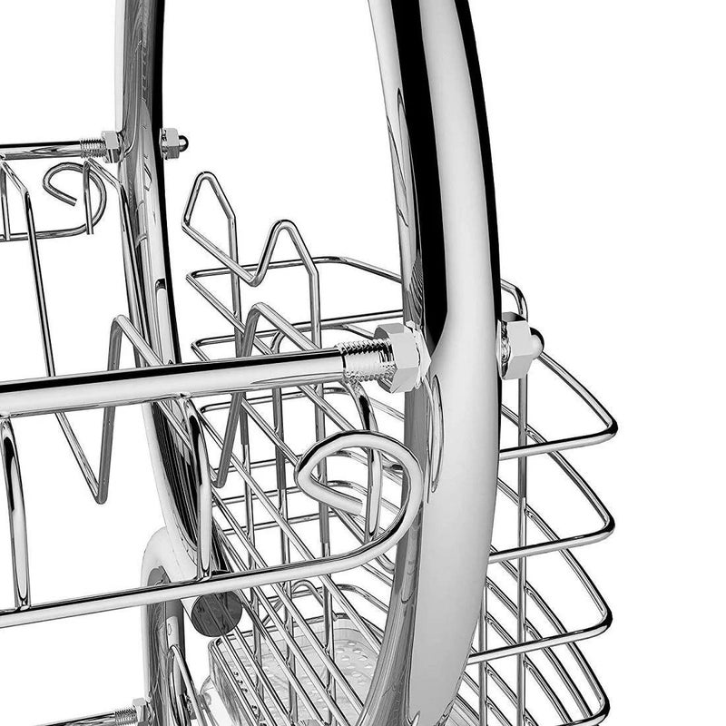 Whitecloud TRANSFORMING HOMES® Stainless Steel Dish Rack Steel 2-Tier Multi-Function Dish Drying Rack Cup Drainer Strainer Silver, 7-Pieces, (42cm-8) - Image 4