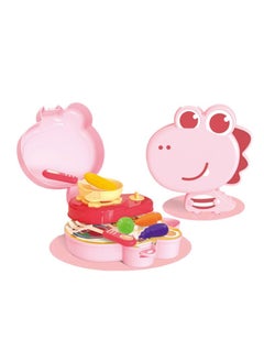 Swift Kitchen Toy Dinosaur Design with Backpack Pretend Cooking Food Play Dinnerware Set Safe Cute Children Girl Toy Gift Fun Game Toy Kitchen Pink  - Image 3