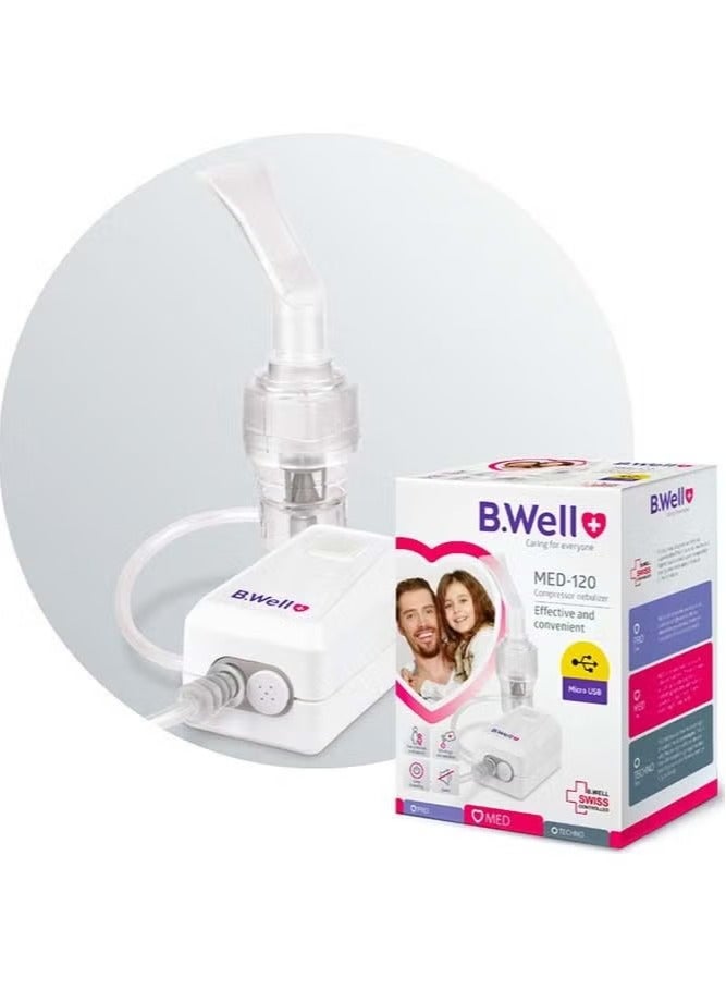 MED-120 Compressor Nebulizer Compact with Adult & Child Masks and Micro USB Adapter